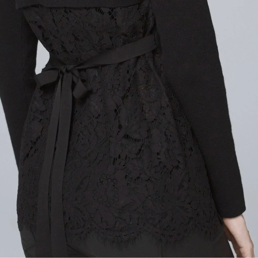 White House Black Market WHBM Lace-Back Sweater XS